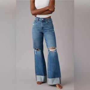 AE Super High Rise Baggy Wide Leg Size 6